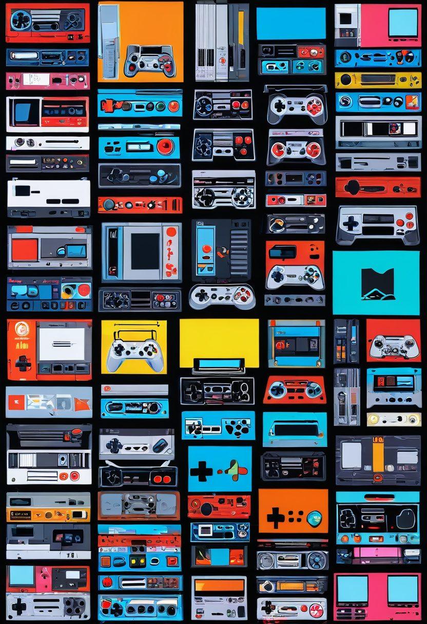 A dynamic collage showcasing the evolution of gaming, featuring vintage consoles, modern gaming PCs, and iconic community events. Include diverse gamers from various backgrounds engaging with both classic and contemporary games, illustrated in a lively setting. Bright, engaging colors, with symbols of connection like chat bubbles or heart icons amidst them. super-realistic. vibrant colors.